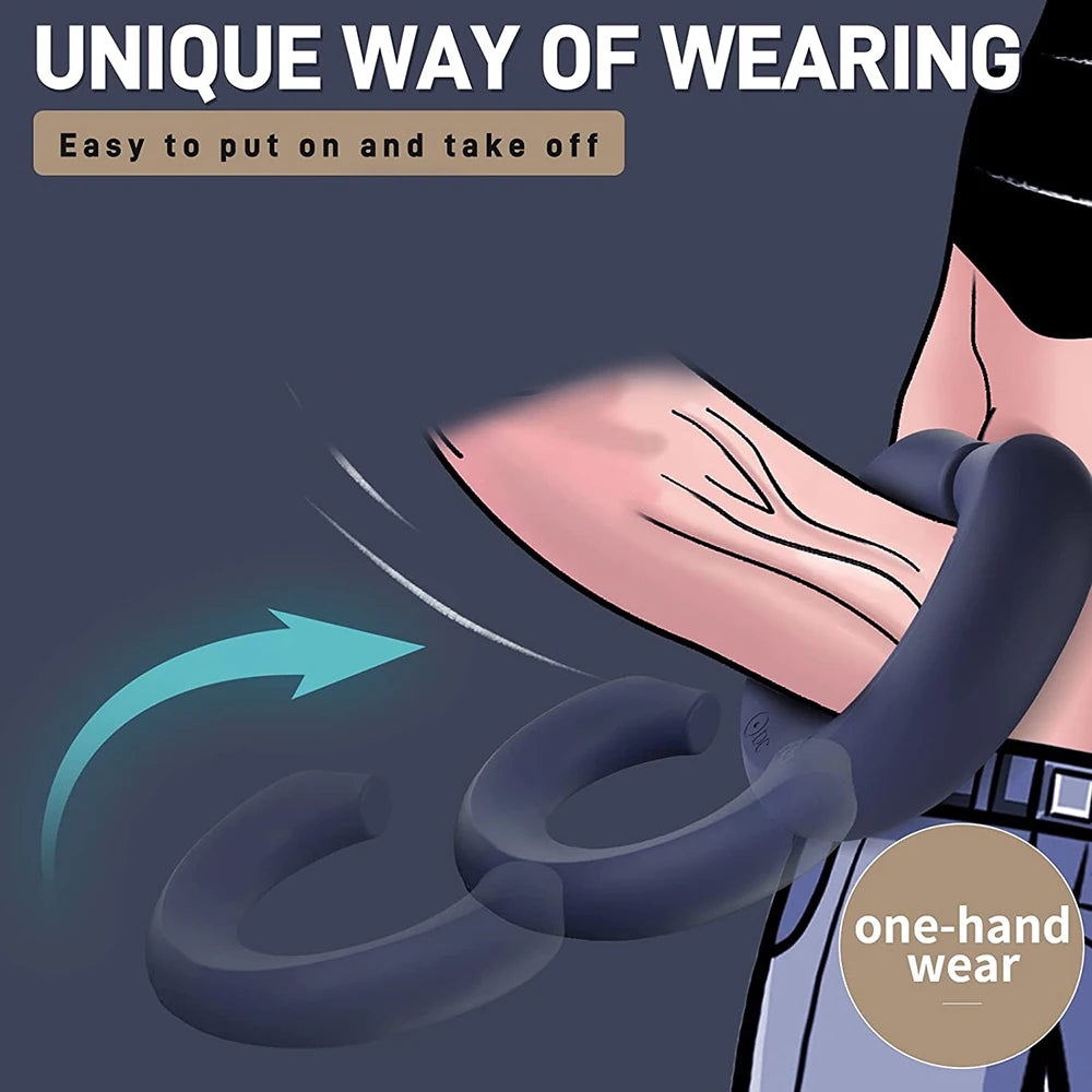 Vibrador de próstata 4 en 1 para parejas, anillo vibrador premium y bolas, juguetes sexuales para hombres.