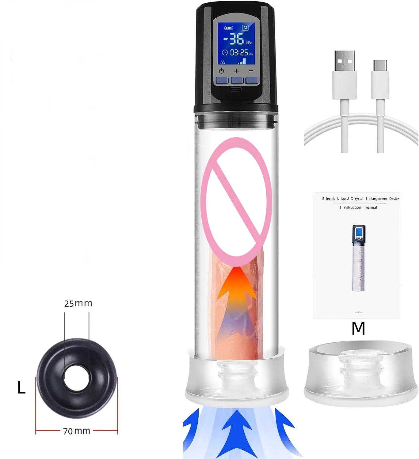 Juguetes sexuales para hombres con 6 potentes modos de succión y pantalla LCD, bomba eléctrica de alargamiento de pene para entrenamiento.