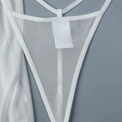 Lencería sexy para mujer, ropa interior erótica transparente, camisón con tanga, ropa de dormir