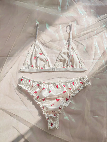 Lencería erótica para mujer, conjunto de dos piezas con lazo, lencería sexy sin aros, color blanco
