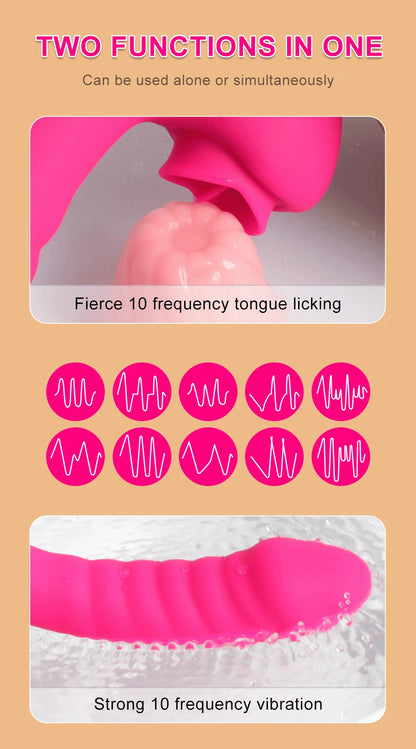 Vibrador para lamer la lengua 2 en 1, juguetes sexuales para mujeres adultas, consoladores, vibradores, estimulador de clítoris con 20 velocidades, producto sexual.