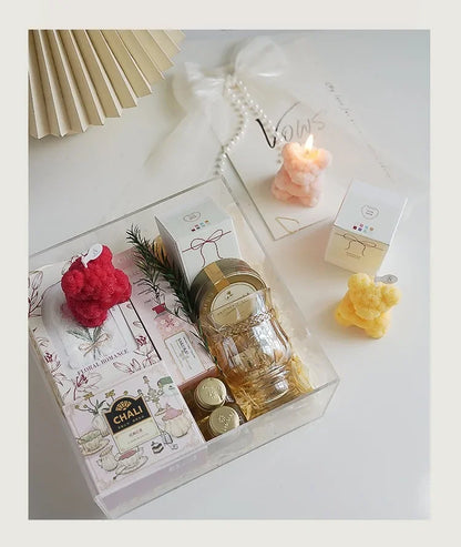 Cute Rose Bear Candle Romantic Cute Soy Wax Aromatherapy Small Scented Relaxing Birthday Wedding Party Gift Home Decor