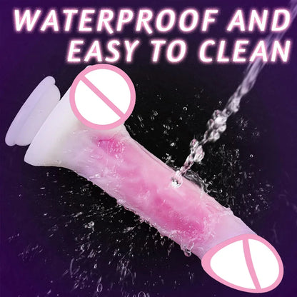 Fernbedienung Vibrierender großer Dildo Simulierter Penis Kraftvoller Stretch &amp; Vibrieren Heizender Dildo Vibrator Penis Masturbator für Frauen