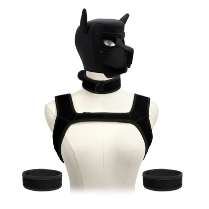 Kits de juguetes sexuales de aventura BDSM con capucha de máscara de cachorro juguetón, arnés de pecho de bondage para mujeres y hombres, juegos de rol, intimidad, tienda para adultos
