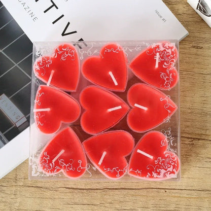 Juego de 9 velas creativas en forma de corazón, velas románticas de cumpleaños, velas para enamorados, velas para cenas de propuesta.