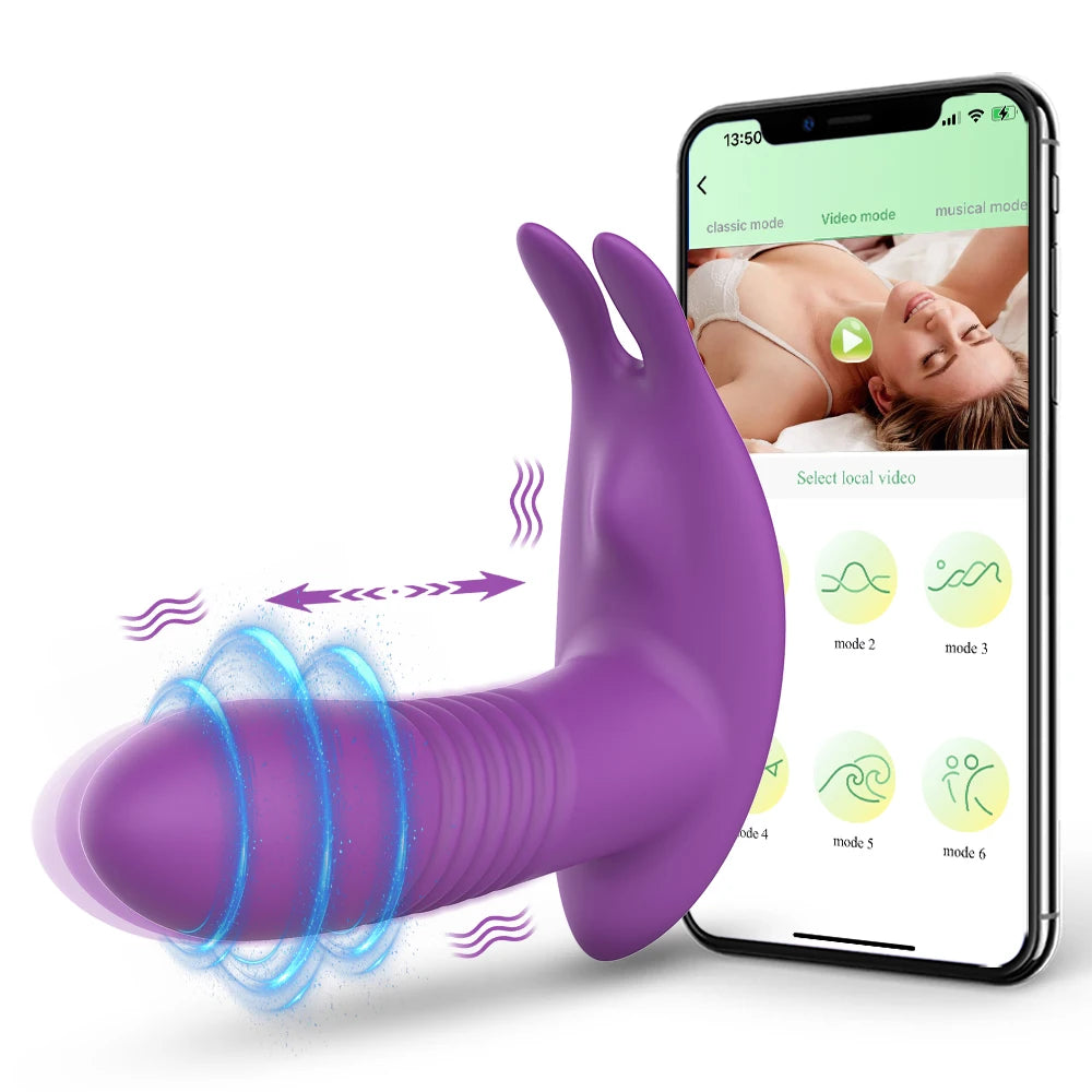 Vibrador vaginal con control por Bluetooth para masturbación femenina, estimulador de clítoris, vibrador portátil, productos eróticos para adultos.