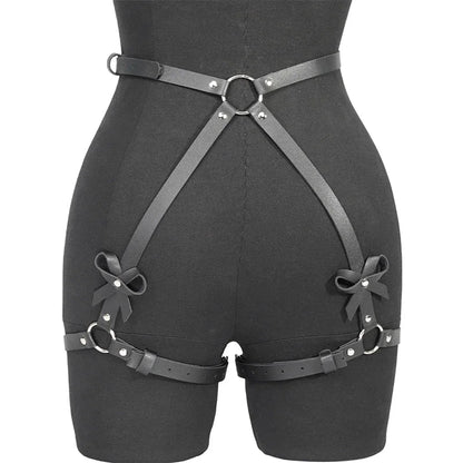Arnés gótico BDSM de cuero sintético para glúteos y ligas, conjunto de lencería sexy para mujer, arnés de piernas para bondage corporal BDSM, conjuntos eróticos fetiche