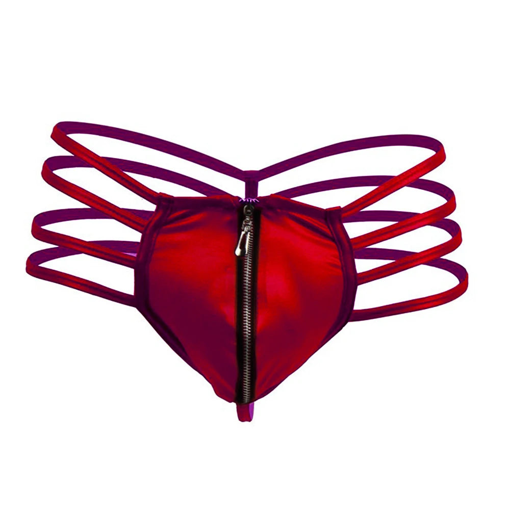 Lencería sexy de talla grande para hombre, transparente, con suspensorio, de piel sintética, tipo tanga, ropa interior para discoteca, erótica japonesa, con espalda en T