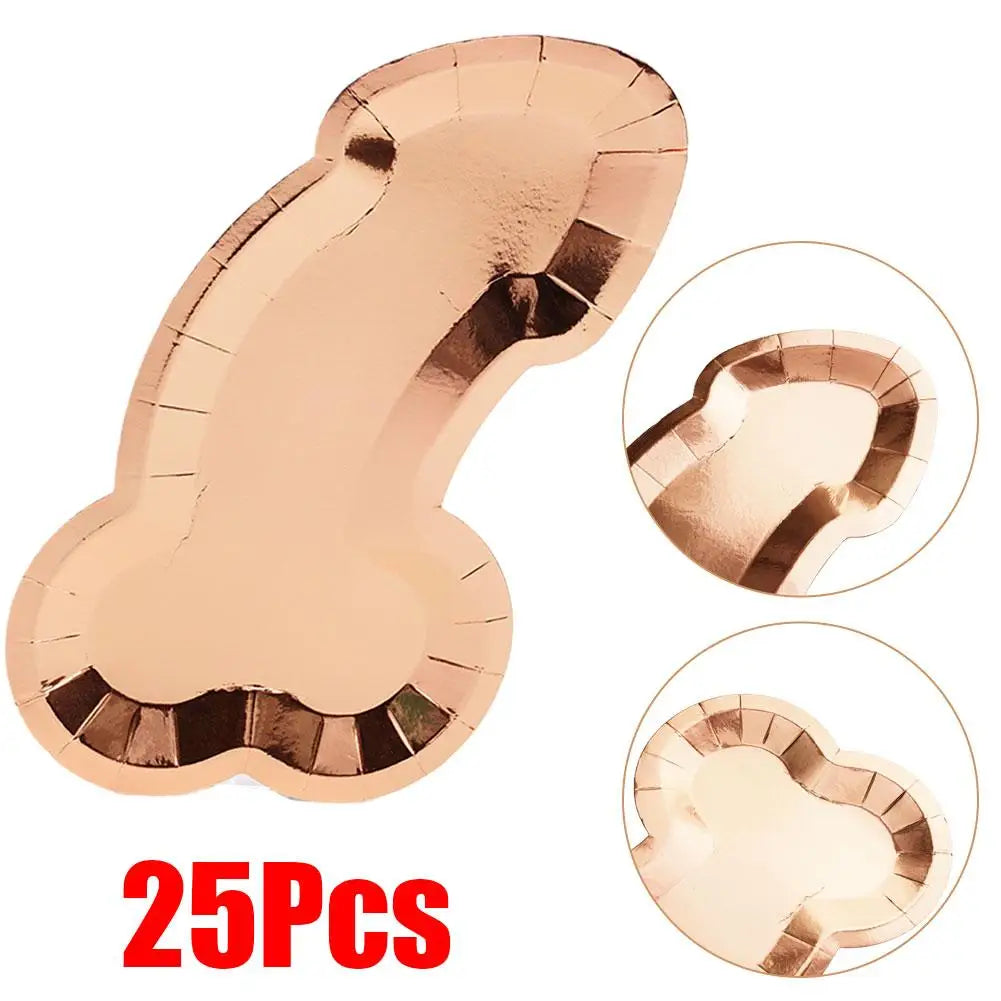 25Pcs Penis Paper Plates Funny Tableware Bachelorette Shower Gift Accessories Night Hen Bridal Wedding Party Supplies Party H0X8