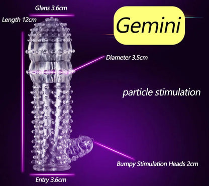 Condón Diente de Lobo Cristalino, Caja Individual, Gran Partícula, Funda para Pene, Anillo Extensor Reutilizable para Pene, Condones Eróticos para Hombres
