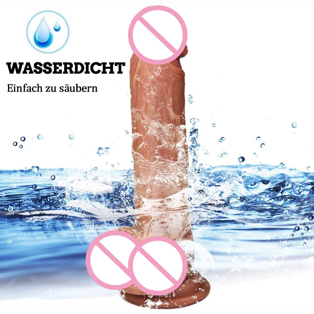 22 cm realistischer Silikondildo, großer Dildo, Sexspielzeug für Frauen mit dicker Eichel, echter Dong mit starkem Saugnapf, steifer Schwanz