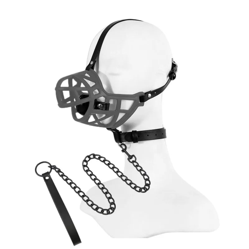 BDSM-Gesichtsmaske aus hohlem Netzgewebe mit offenem Mund und Ballknebel für Fetisch-Sklaven für Paare, Spiele für Erwachsene, Bondage-Fesseln, Cosplay-Sexspielzeug
