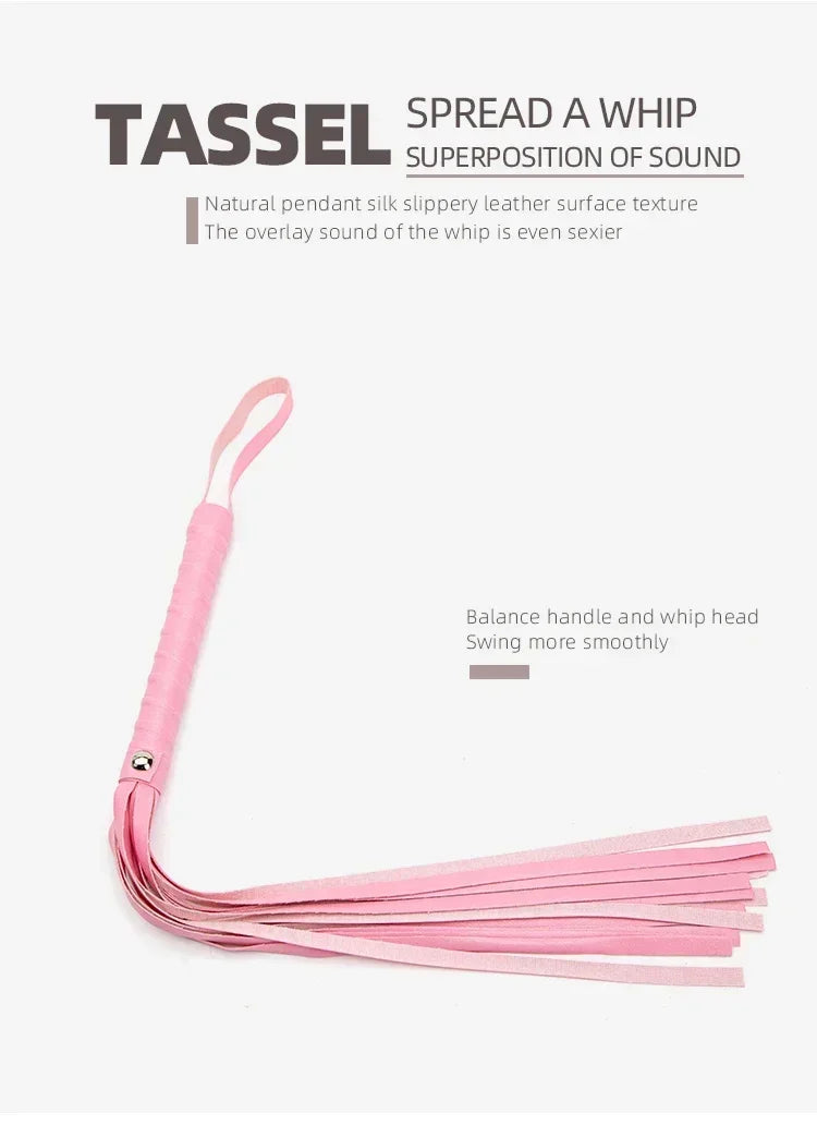 Kits BDSM de cuero sexy para parejas, exóticos, 7 piezas de peluche, juego de bondage sexual, esposas, juegos sexuales, látigo, mordaza, pinzas para pezones, juguetes sexuales.