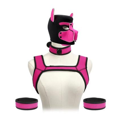 Kits de juguetes sexuales de aventura BDSM con capucha de máscara de cachorro juguetón, arnés de pecho de bondage para mujeres y hombres, juegos de rol, intimidad, tienda para adultos