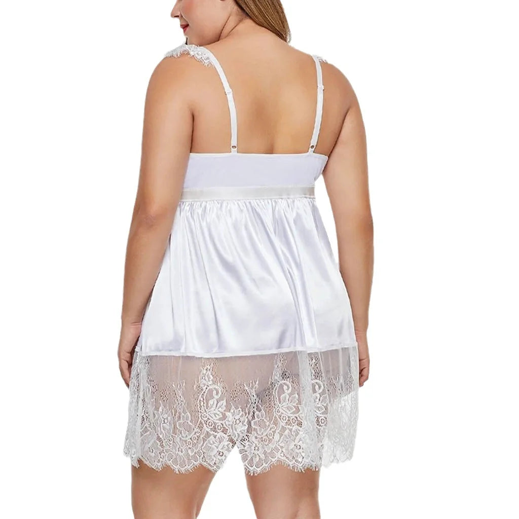 XL-6xl Plus Size Damen Sexy Dessous Spitzen-BH Tief ausgeschnittene verführerische Unterwäsche Offener Schritt Nachthemd Erotische Badydolls Kostüme