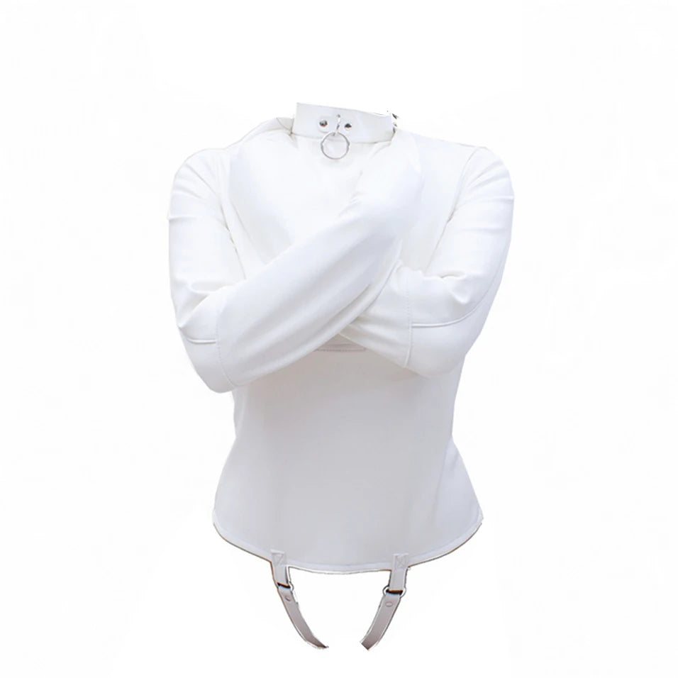 Brazalete de cuero BDSM, juguete sexual con camisa de fuerza, cinturón ajustable de bondage, disfraz sexy de esclava para cosplay para mujer.