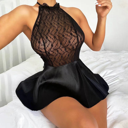 Damen Sexy Erotik Spitzenkleid Dessous Erotische Dessous Exotisches Set Transparentes Babydoll Tanga Set Damen Pyjama Kleid 2025