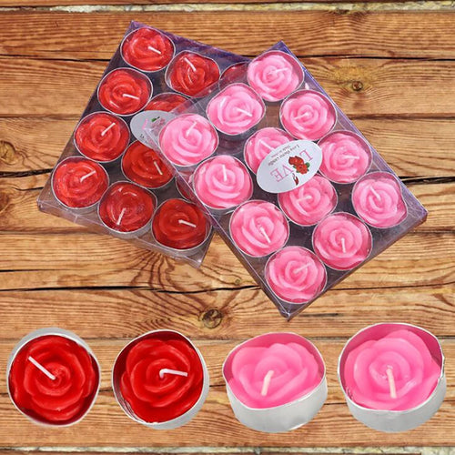 Velas románticas con forma de rosa, velas de té, decoración del hogar, bodas, fiestas de cumpleaños y Navidad (juego de 12 unidades)