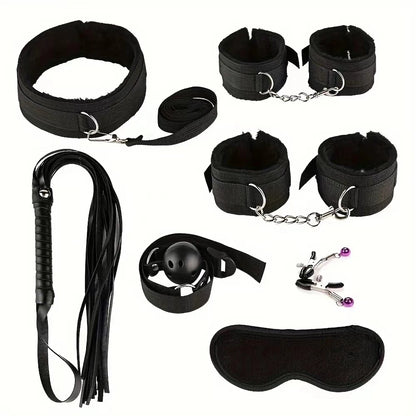 Sex Toy BDSM Kits Plush Bondage Set Handcuffs Sex Games Whip Gag Nipple Clamps Toys For Couples Exotic Accessories No Vibrator