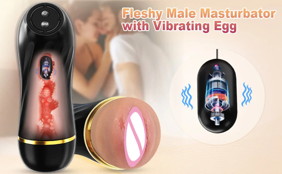 Männlicher Masturbator Cup Sexspielzeug für Männer Realistischer Taschenmuschi-Vibrator Erwachsenenbedarf Lebensechte Vagina-Textur Penis-Stimulator