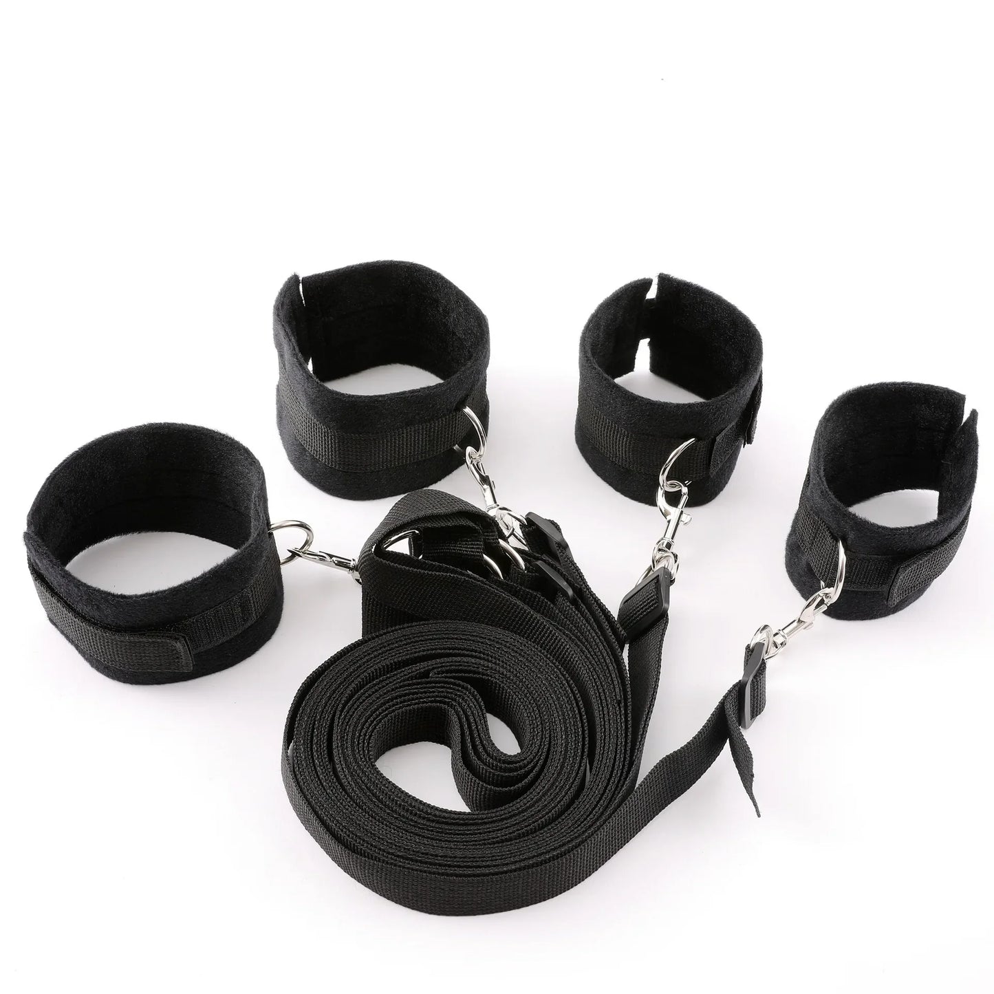 BDSM Bondage Fesselset für Paare – Verstellbare Handschellen &amp; Fußfesseln mit Bettgurten, weiche SM-Fesseln für erotische Spiele für Erwachsene