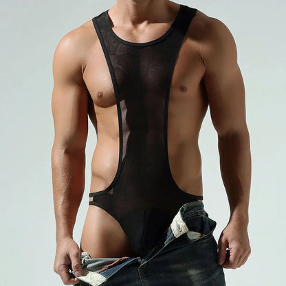 Sexy Männer Unterwäsche T-Back Bodysuit Jumpsuit Stretch Nylon Man Harness Herren Tangas Jockstrap Sissy Tanga Hombre Slip Dessous