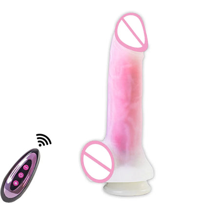 Fernbedienung Vibrierender großer Dildo Simulierter Penis Kraftvoller Stretch &amp; Vibrieren Heizender Dildo Vibrator Penis Masturbator für Frauen