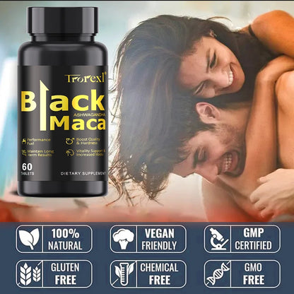 Natürlicher schwarzer Maca ERECTEnhancer, Nahrungsergänzungsmittel für die männliche Kraft zur Volumensteigerung, Max-Stamina-Kapsel für den Mann