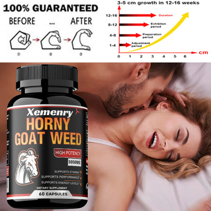 Horny Goat Weed Capsules 5050 mg - Contains Black Pepper Extract - Maximum Potency 120 Capsules Supplement