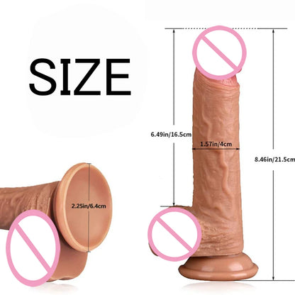 22 cm realistischer Silikondildo, großer Dildo, Sexspielzeug für Frauen mit dicker Eichel, echter Dong mit starkem Saugnapf, steifer Schwanz
