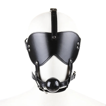 SM Leather Padded Hood Blindfold,Head Harness Mask Gag, BDSM Bondage ,Sex Toys for Couples Accessories