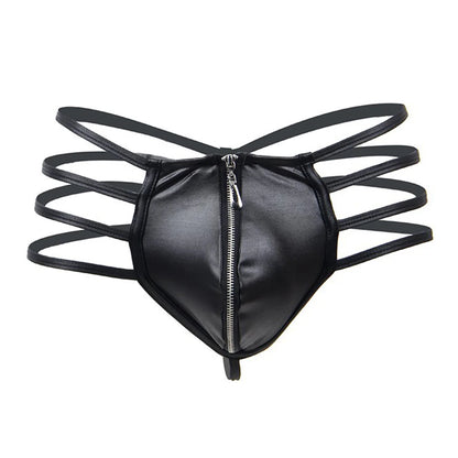 Lencería sexy de talla grande para hombre, transparente, con suspensorio, de piel sintética, tipo tanga, ropa interior para discoteca, erótica japonesa, con espalda en T