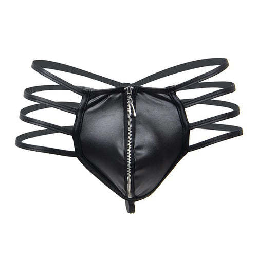 Lencería sexy de talla grande para hombre, transparente, con suspensorio, de piel sintética, tipo tanga, ropa interior para discoteca, erótica japonesa, con espalda en T