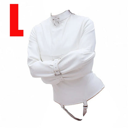 Brazalete de cuero BDSM, juguete sexual con camisa de fuerza, cinturón ajustable de bondage, disfraz sexy de esclava para cosplay para mujer.