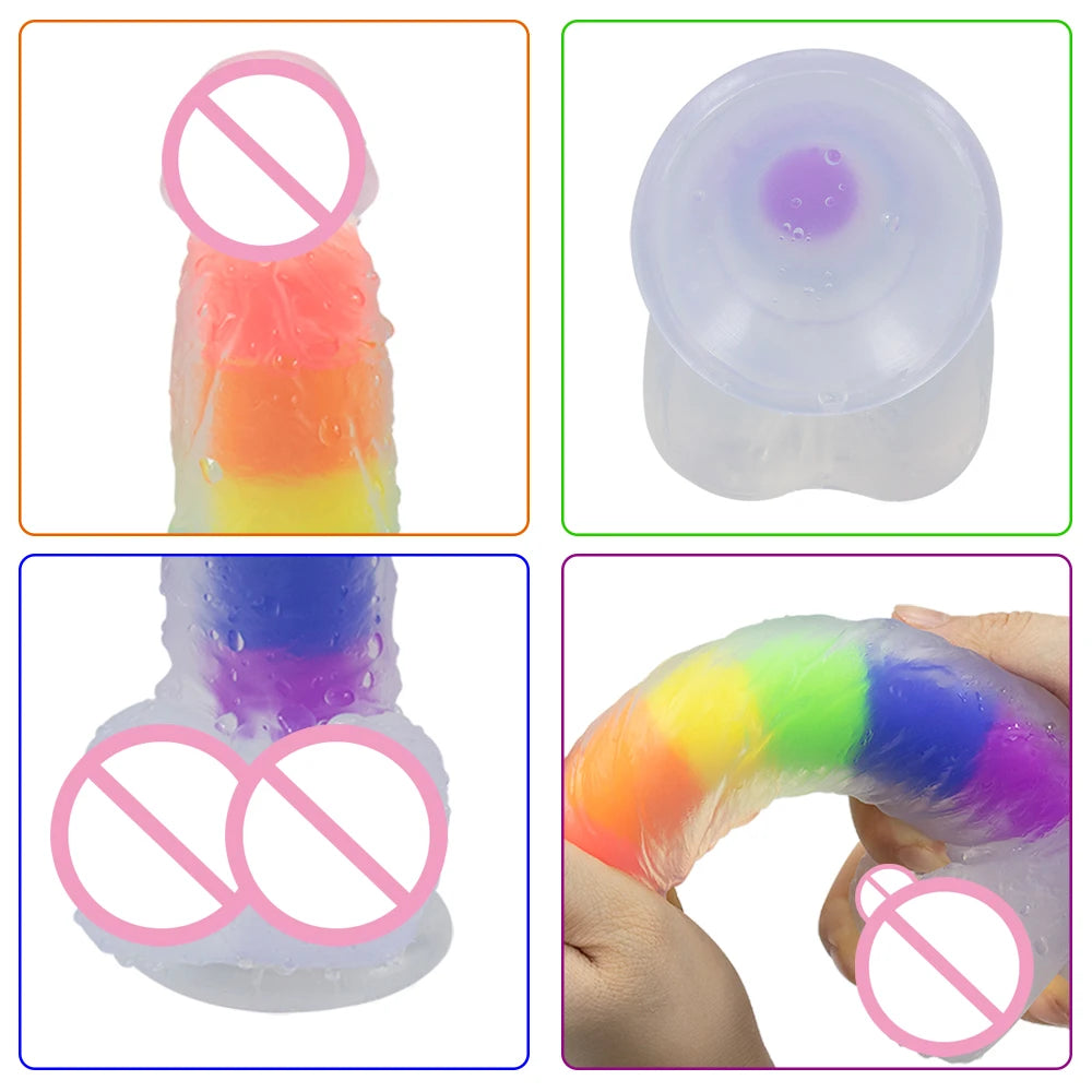 Regenbogen Dildo Penis Sexshop Erwachsene Sex Spielzeug Für Paare Consolador Anal Saugnapf Lesben Dick Strapon Gode Sodomie Jouet Sexuel
