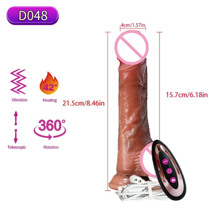 Consolador vibrador telescópico para mujer, de silicona, con punto G, realista, vibrador para masturbación, juguetes eróticos para adultos.