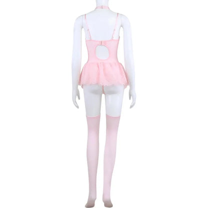 Sexy Dessous Damen Korsett Spitzenbody 5-teiliges Set mit Strümpfen &amp; Strumpfgürtel OnlyFans Tightening Fantasy Unterwäsche