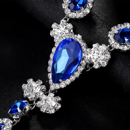 Bikini sexy de cristal azul con tanga para mujer, traje de playa, ropa interior de verano con diamantes de imitación, cadena, joyería, regalo