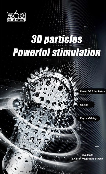 Condón Diente de Lobo Cristalino, Caja Individual, Gran Partícula, Funda para Pene, Anillo Extensor Reutilizable para Pene, Condones Eróticos para Hombres