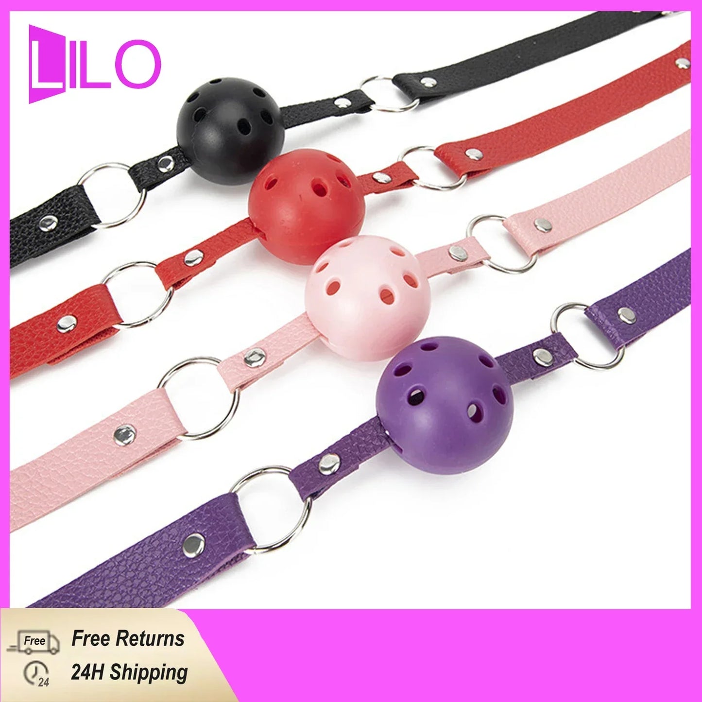 Mordaza de boca ajustable BDSM, bola de cuero sintético para adultos, juego de rol fetiche, accesorios para parejas, juguetes sexuales de bondage