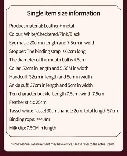 BDSM Bondage Set Restraint Erwachsene Spiel Handschellen Halsband Handgelenk Mundknebel Strap Fetisch SM Sexspielzeug für Frauen Paare Produkt