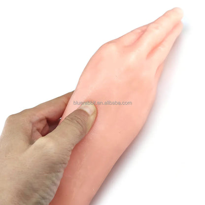 Consolador de puño al por mayor, súper suave, realista, largo, de doble cabeza, con forma de mano, juguete de puño cerrado.