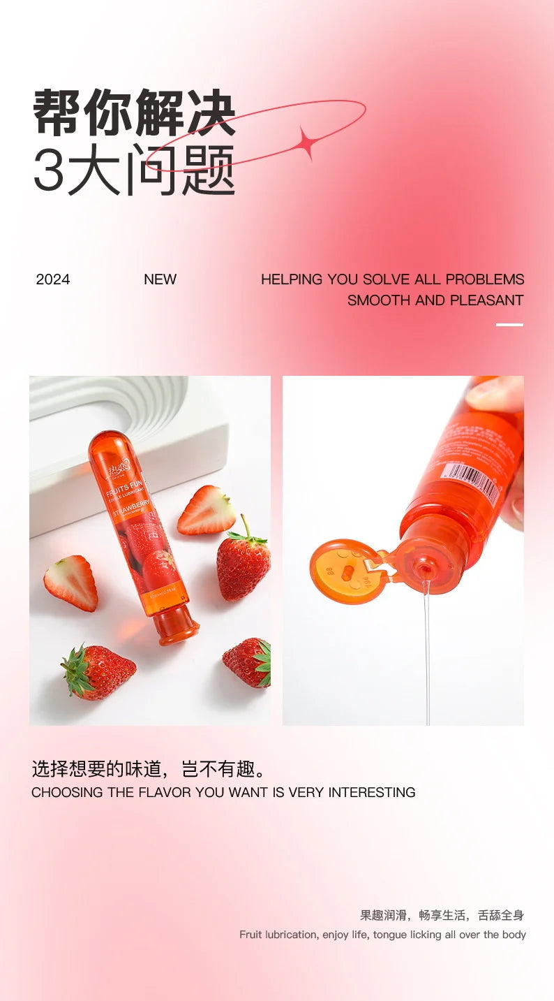 Gleitmittel mit Erdbeergeschmack, Sex-Gleitmittel, Gleitmittel auf Wasserbasis, Oralsex, Analsex, Masturbation, fruchtiges Gleitmittel, 30 ml