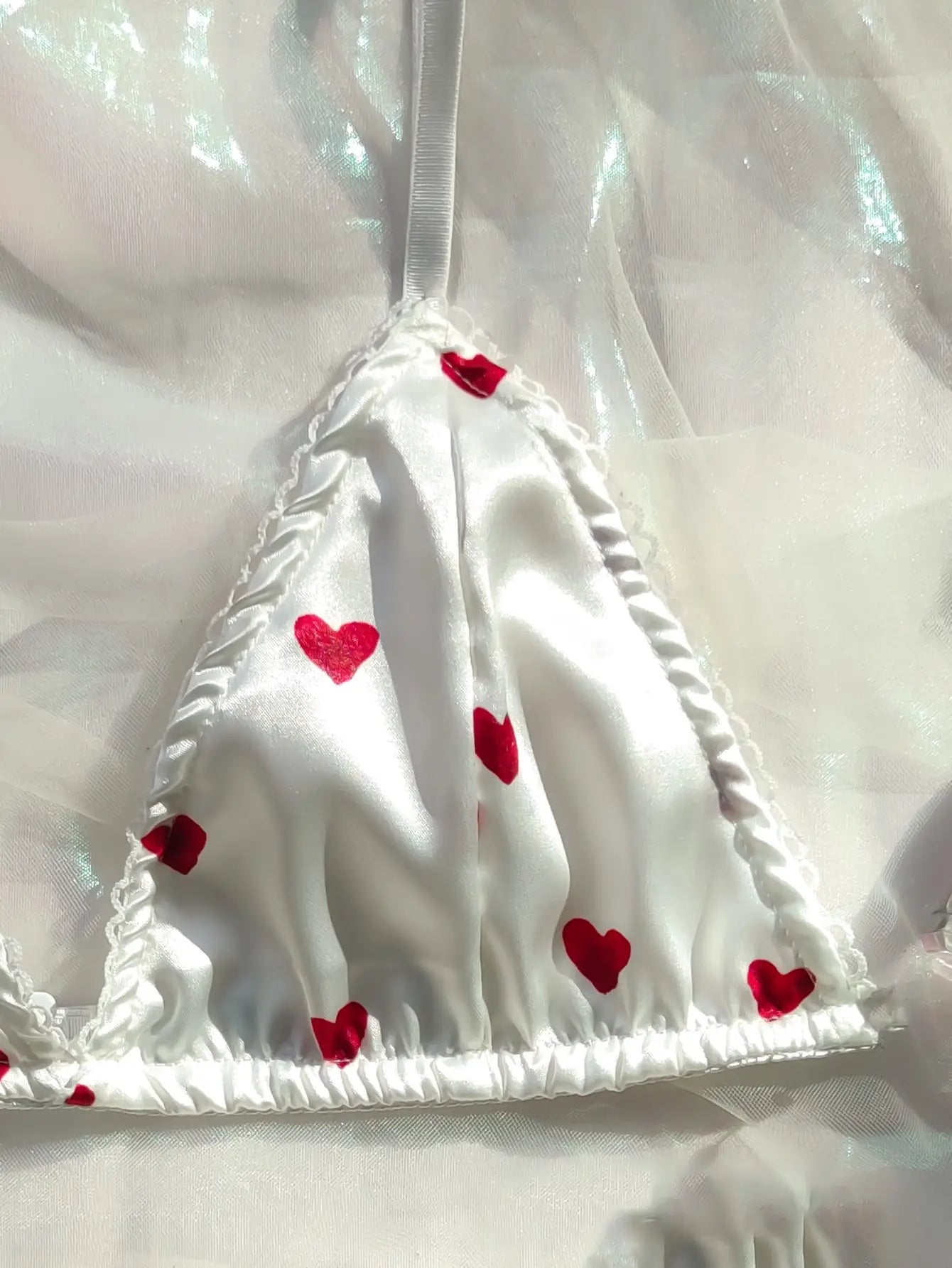 Lencería erótica para mujer, conjunto de dos piezas con lazo, lencería sexy sin aros, color blanco