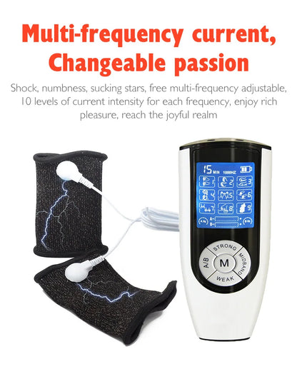 BDSM Elektroschock Leitfähige Faser Penishülle E-Stim Hodensackringe Elektrisches Spiel Penistherapie Vergrößerung Männliche Sexprodukte