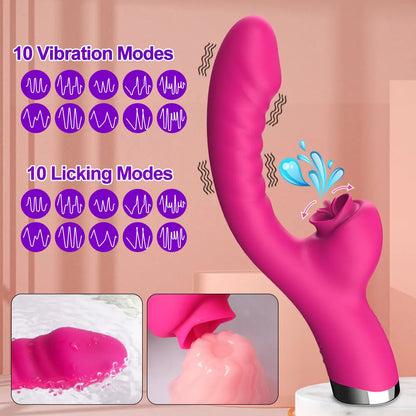 Vibrador para lamer la lengua 2 en 1, juguetes sexuales para mujeres adultas, consoladores, vibradores, estimulador de clítoris con 20 velocidades, producto sexual.