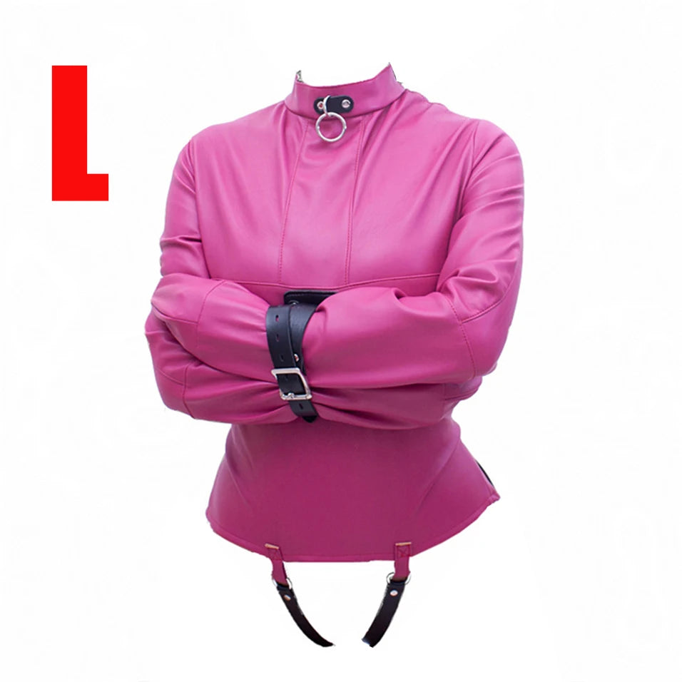 Brazalete de cuero BDSM, juguete sexual con camisa de fuerza, cinturón ajustable de bondage, disfraz sexy de esclava para cosplay para mujer.