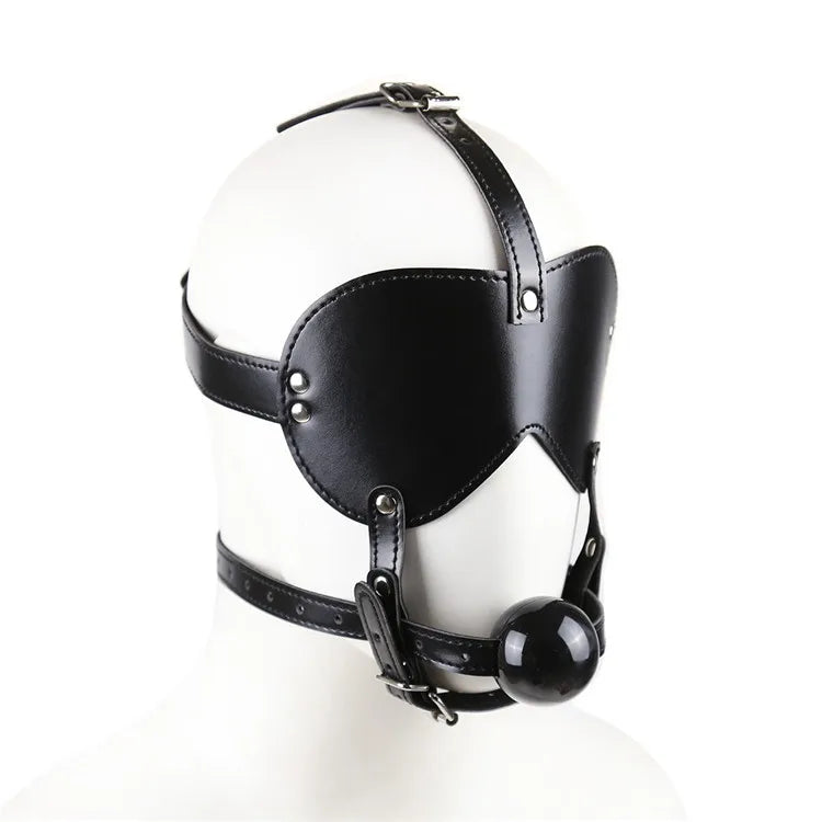 SM Leather Padded Hood Blindfold,Head Harness Mask Gag, BDSM Bondage ,Sex Toys for Couples Accessories
