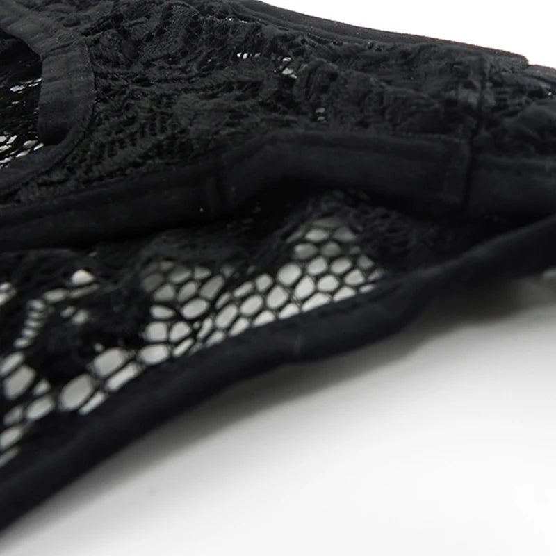 Tanga de encaje para hombre, ropa interior sexy, transparente, con bolsa en U, bragas eróticas