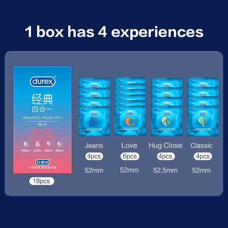Durex Condoms Mixed pack Penis Cock Sleeve Intimate goods Natural Latex Smooth Lubricated for Adult Condoms for men